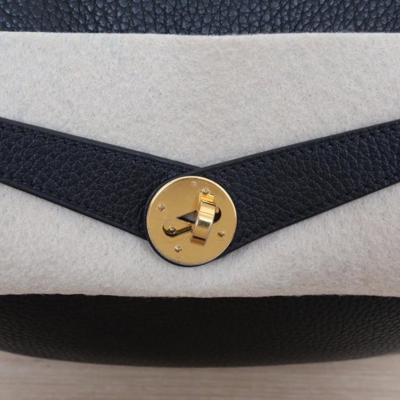 HERMES(愛馬仕) Lindy 30 89黑色 TC皮 Y刻 金扣-5