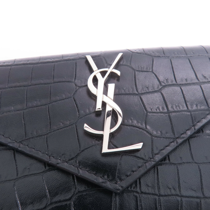 SAINT LAURENT 牛皮皮革Card Wallet銀扣卡片套-5