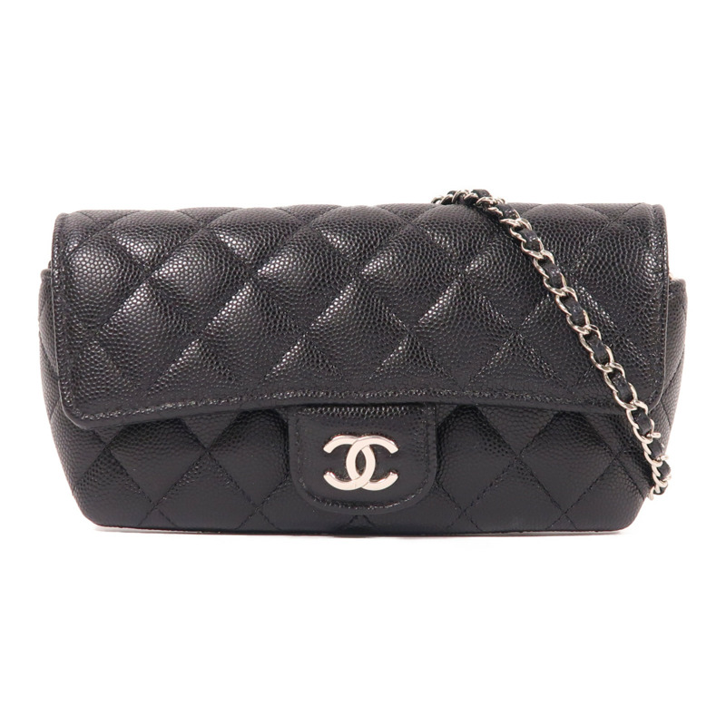 CHANEL 牛皮皮革Shoulder Bag銀扣鏈帶肩背袋-0
