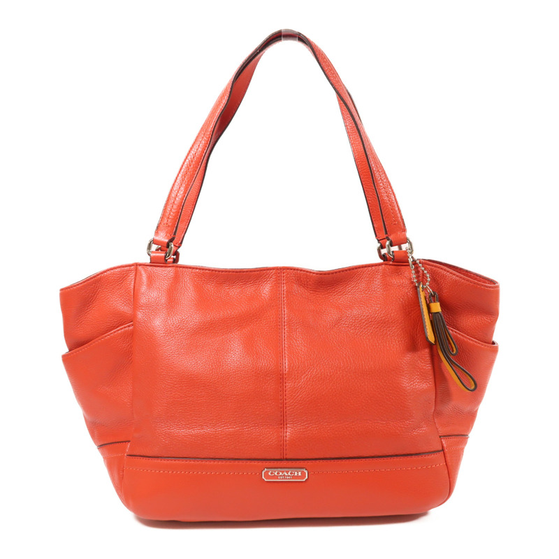 COACH 牛皮皮革Tote Bag銀扣手挽袋-0