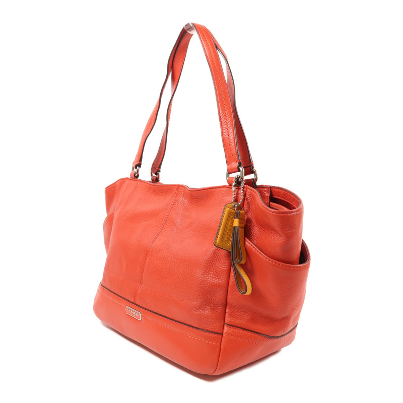 COACH 牛皮皮革Tote Bag銀扣手挽袋-2
