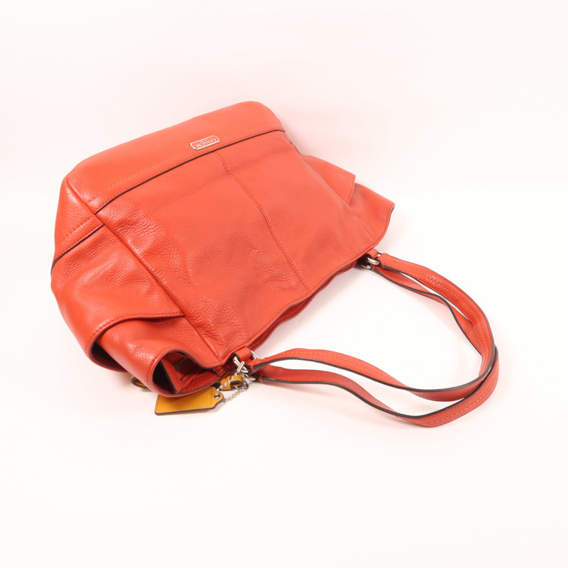 COACH 牛皮皮革Tote Bag銀扣手挽袋-6