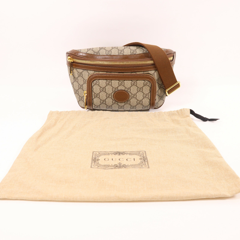 GUCCI 塗層帆布Waist Bag金扣腰包-9