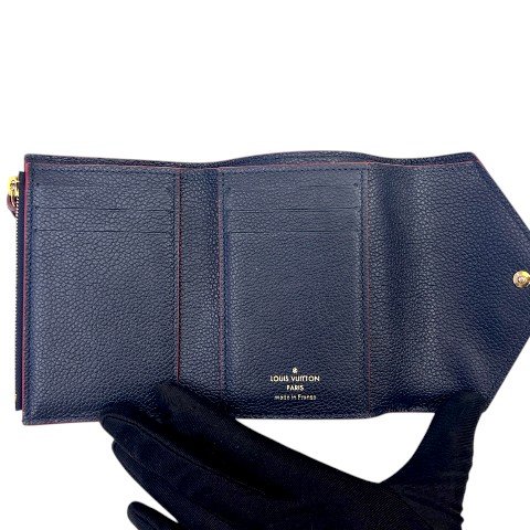 LV皮夾 Victorine深藍牛皮信封三折短夾M64577-6