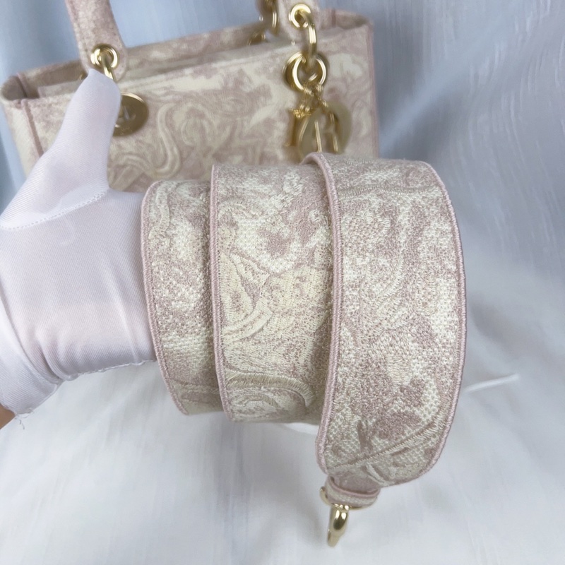 98新DIOR迪奧 Lady D-Lite 動物園系列老虎圖案茹伊印花刺繡淺色背景 織物 戴妃包手提包單肩包斜挎包-10