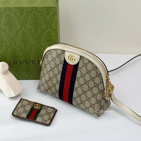 GUCCI Ophidia老花拼白牛皮貝殼包499621