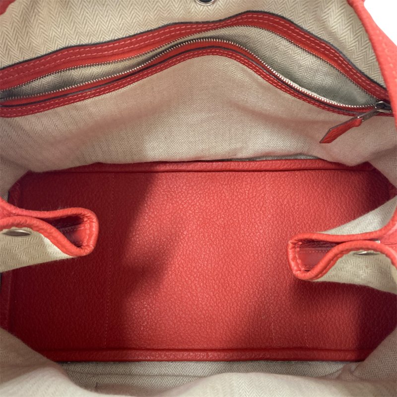 HERMES 愛馬仕 GRAND PARTY 36 花園包 ☐R刻 牛皮 手提包 橘色 銀釦-6