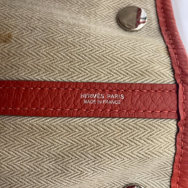 HERMES 愛馬仕 GRAND PARTY 36 花園包 ☐R刻 牛皮 手提包 橘色 銀釦-8
