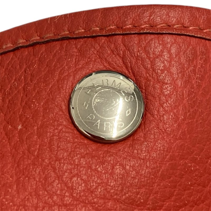 HERMES 愛馬仕 GRAND PARTY 36 花園包 ☐R刻 牛皮 手提包 橘色 銀釦-10