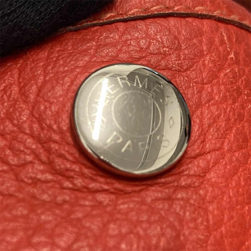 HERMES 愛馬仕 GRAND PARTY 36 花園包 ☐R刻 牛皮 手提包 橘色 銀釦-11