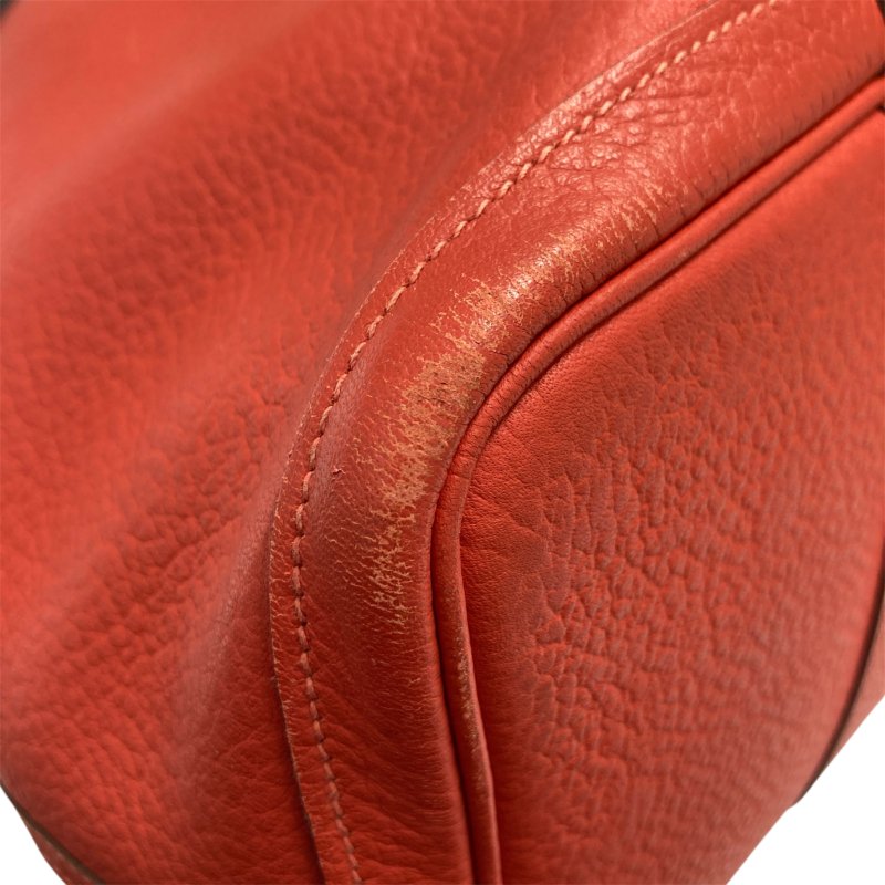 HERMES 愛馬仕 GRAND PARTY 36 花園包 ☐R刻 牛皮 手提包 橘色 銀釦-12