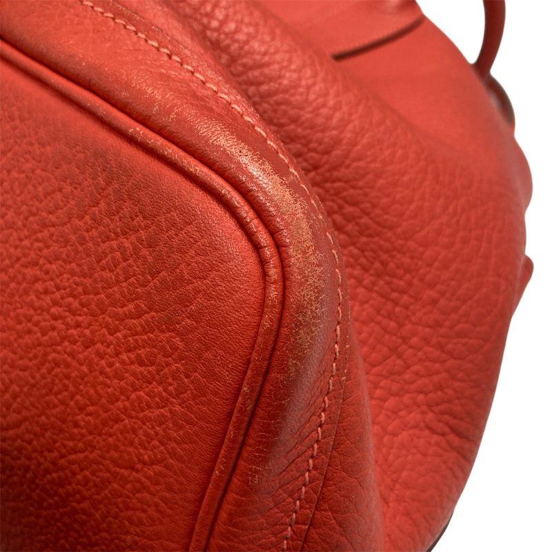 HERMES 愛馬仕 GRAND PARTY 36 花園包 ☐R刻 牛皮 手提包 橘色 銀釦-13