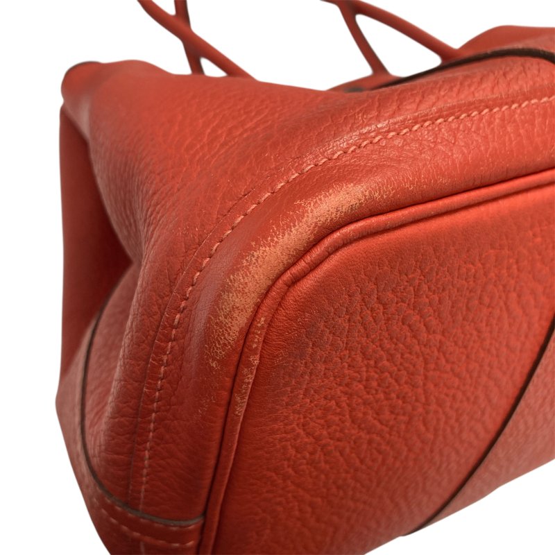 HERMES 愛馬仕 GRAND PARTY 36 花園包 ☐R刻 牛皮 手提包 橘色 銀釦-14