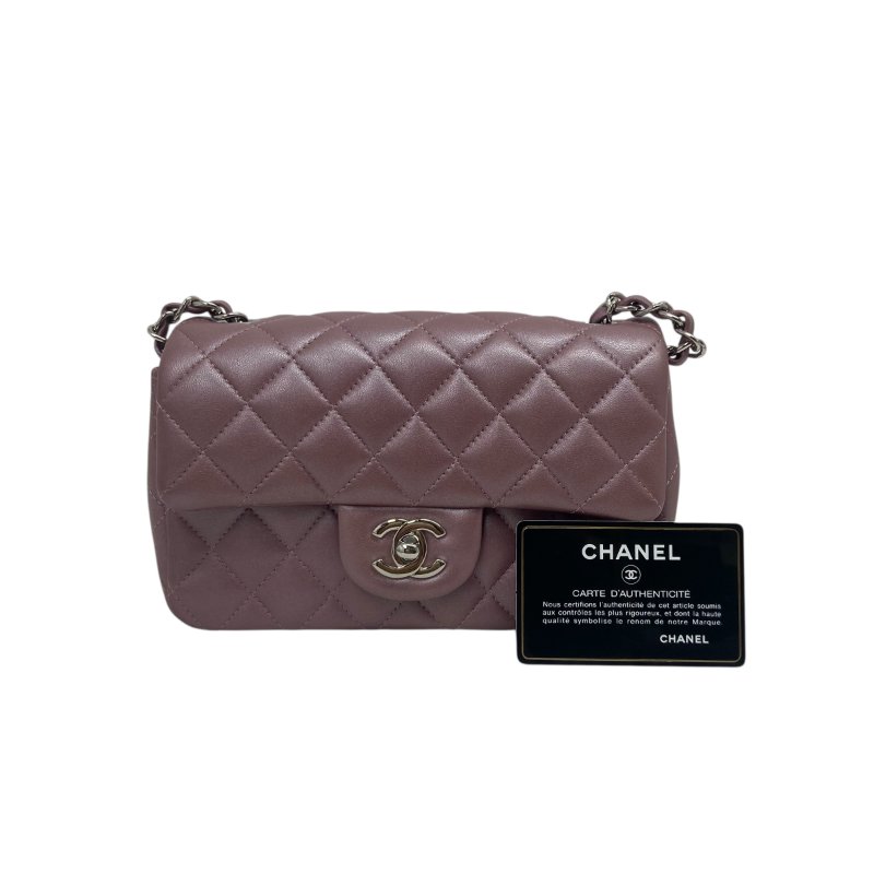 【CHANEL】Classic Flap Bag CF20 粉色 Lambskin 銀扣 迷你口蓋包(二手)J2453-0