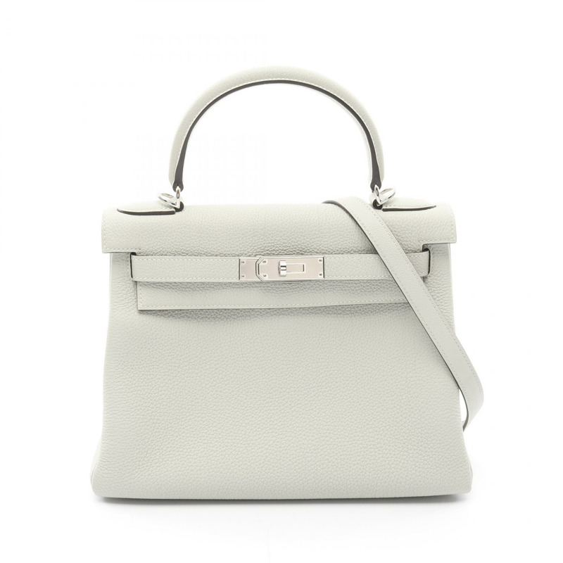 HERMES Kelly 28 兩用包 手提包 Togo 皮革 綠色 Grineve 二手 女款 B SHW-0
