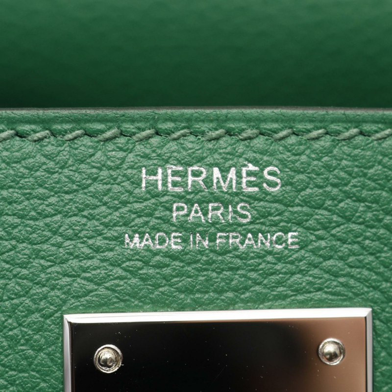 愛馬仕 Kelly 28 兩用包 Evercolor 皮革 綠色 Bamboo 二手 女款 SHW Y-3