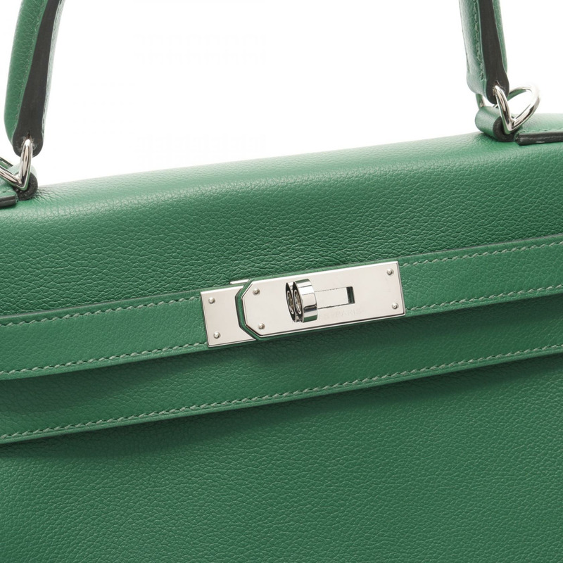 愛馬仕 Kelly 28 兩用包 Evercolor 皮革 綠色 Bamboo 二手 女款 SHW Y-8