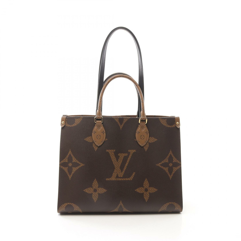 LOUIS VUITTON On the Go MM 托特單肩包 M45321 Monogram Giant Reverse 棕色-0