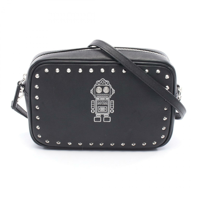 MCM Robot 肩斜背包 MZZ9SRO30BK001 皮革 黑色 二手 女款-0
