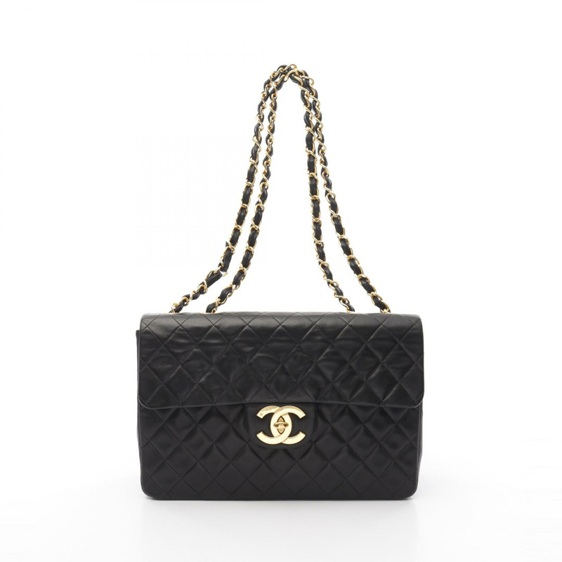 CHANEL Jumbo Matelasse 34 鏈條單肩包 A01094 小羊皮 黑色 二手 GHW-0