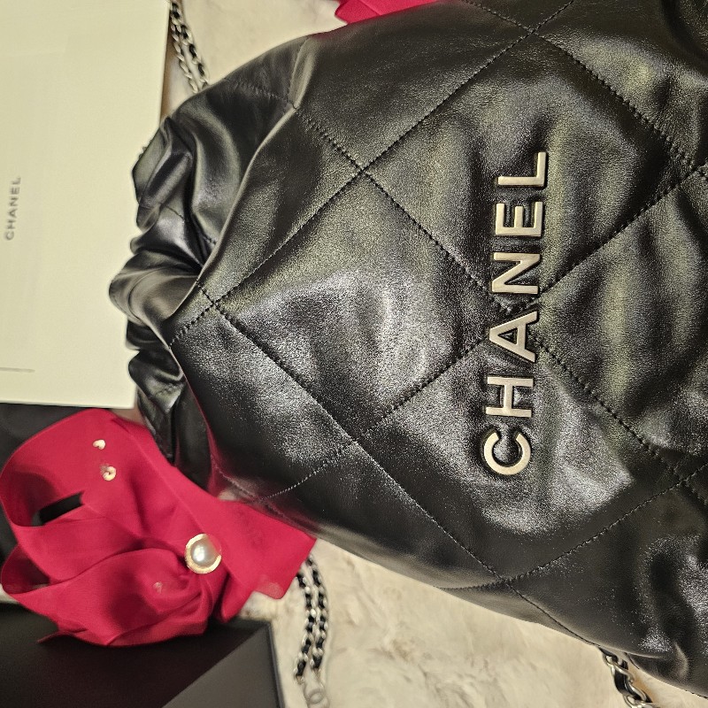 全新 CHANEL 22 Bag Backpack 後背包 晶片款 黑銀-2