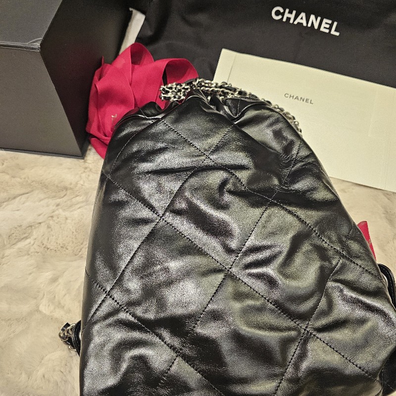 全新 CHANEL 22 Bag Backpack 後背包 晶片款 黑銀-3