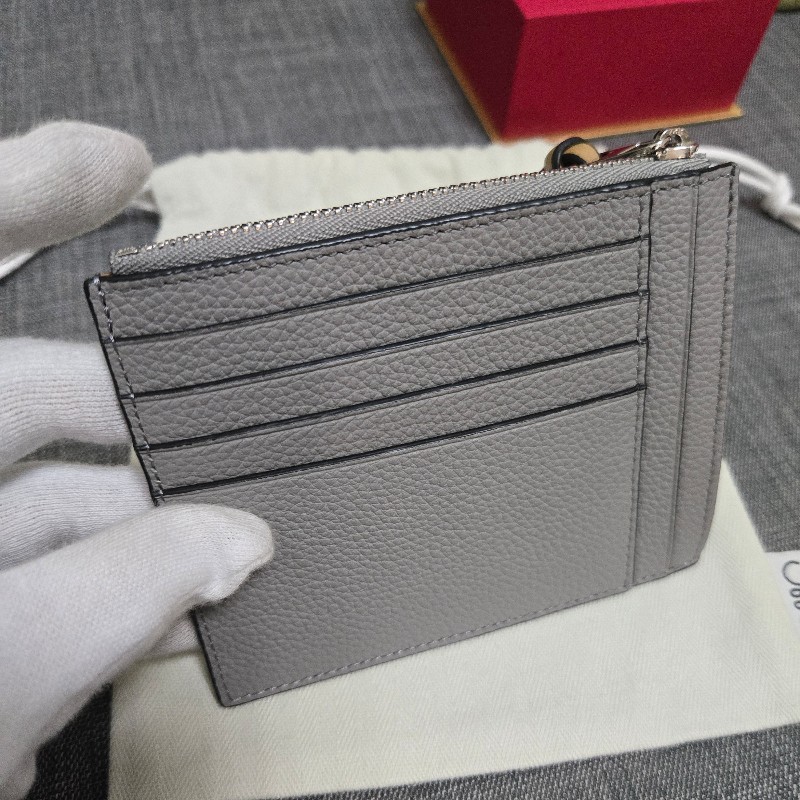 Loewe 羅威 大象灰 藍色 方形 拉鍊 卡片零錢包 鈔票可以放-7