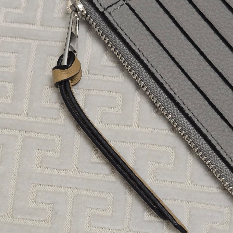 Loewe 羅威 大象灰 藍色 方形 拉鍊 卡片零錢包 鈔票可以放-22