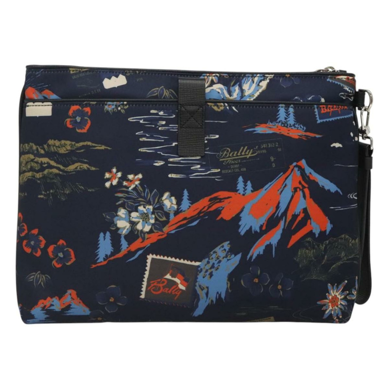 【日本直送】BALLY 手拿包 尼龍 海軍藍 銀色 正品 118641-1