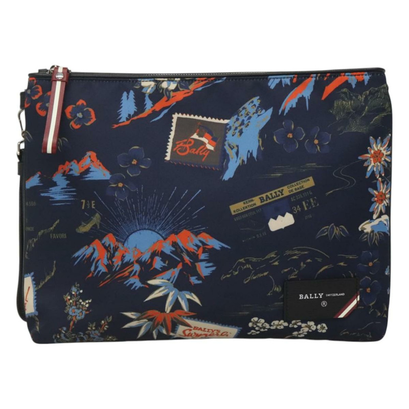 【日本直送】BALLY 手拿包 尼龍 海軍藍 銀色 正品 118641-12