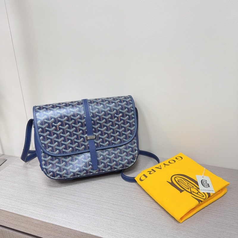 99新Goyard/戈雅藏蓝色老花中号邮差包-0