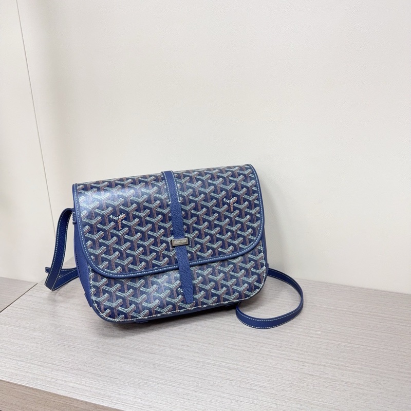 99新Goyard/戈雅藏蓝色老花中号邮差包-5