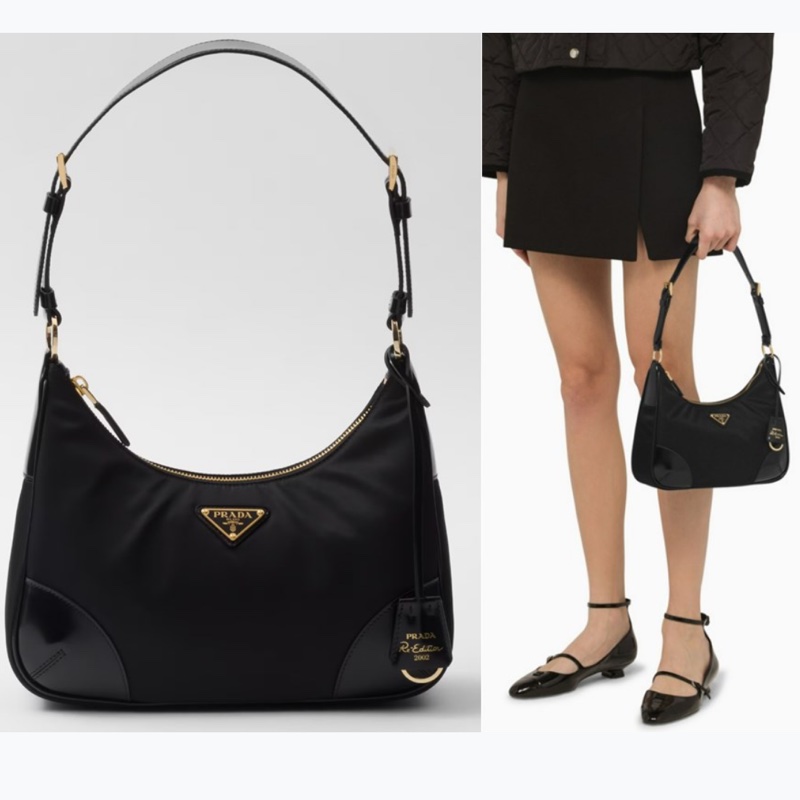 全新 prada Re-Edition 尼龍亮面皮革單肩包-1