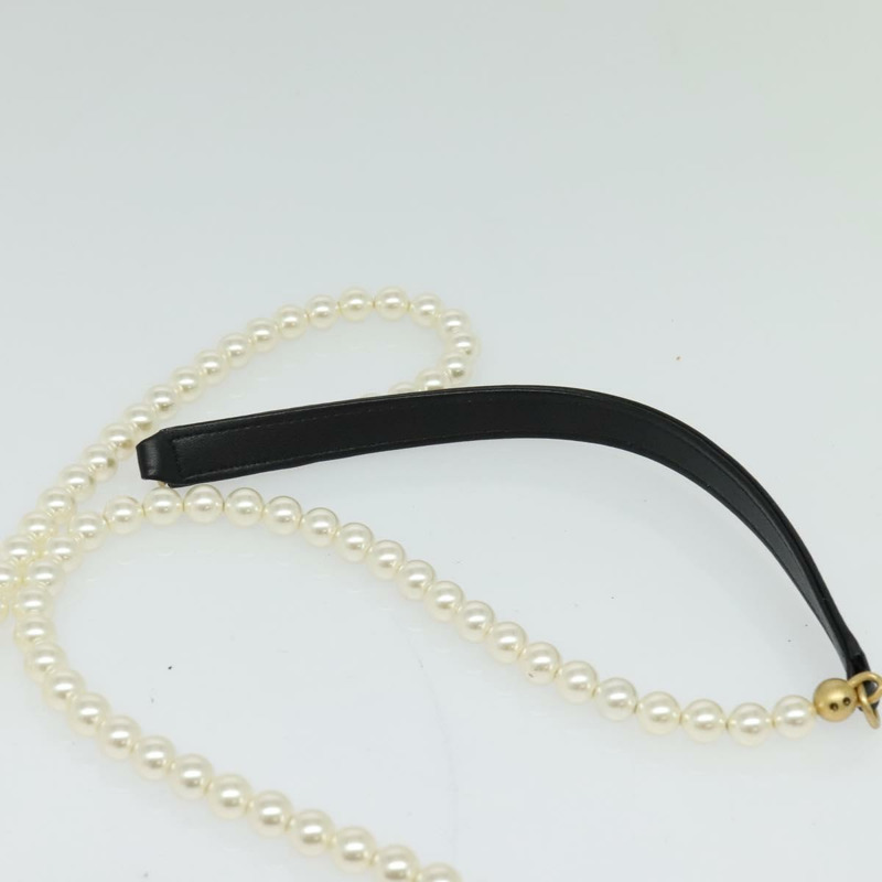 【日本直送】香奈兒 Matelasse Pearl 羊皮單肩包 黑金 CC 標誌 Auth 124901-7