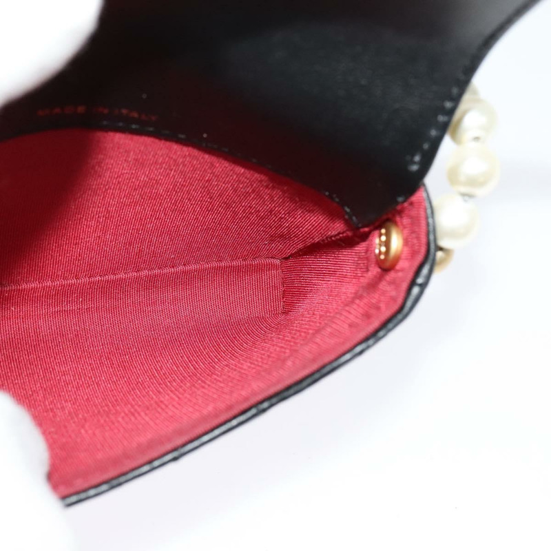 【日本直送】香奈兒 Matelasse Pearl 羊皮單肩包 黑金 CC 標誌 Auth 124901-19