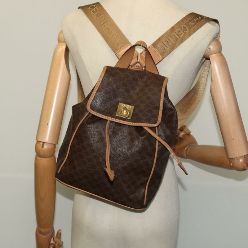 【日本直送】CELINE Macadam 背包 PVC 皮革棕金色正品 121237-20