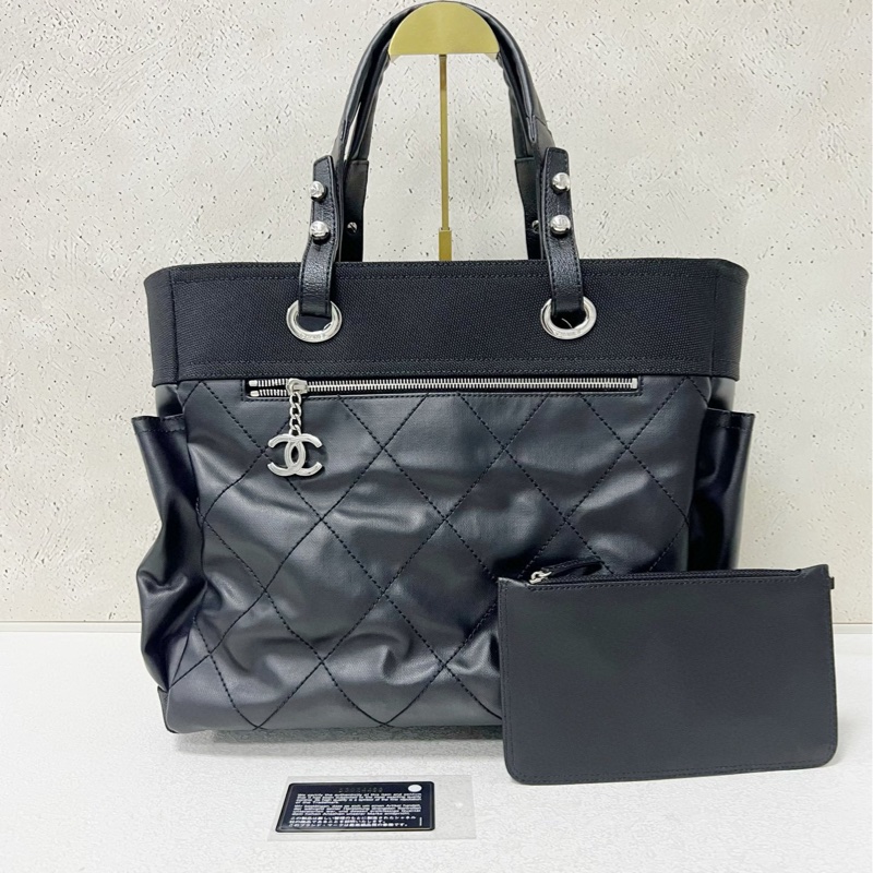 Chanel tote 黑銀菱格大托特-0