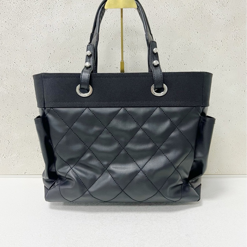 Chanel tote 黑銀菱格大托特-1