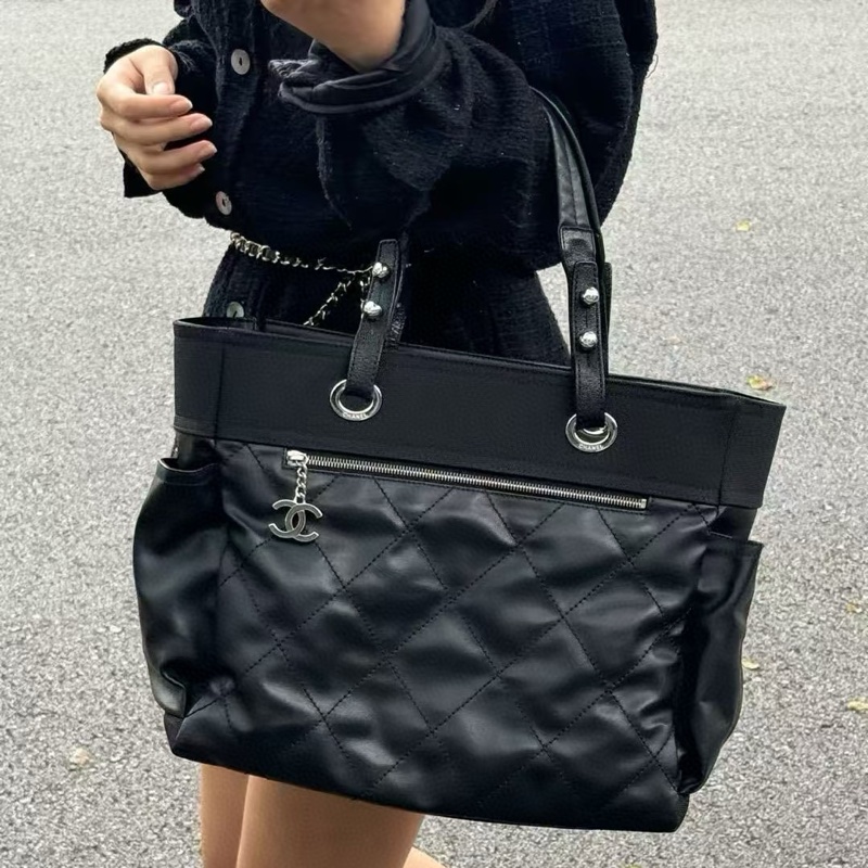 Chanel tote 黑銀菱格大托特-5