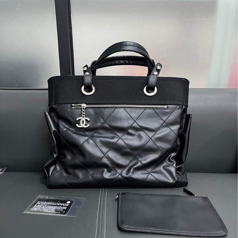 Chanel tote 黑銀菱格大托特-6