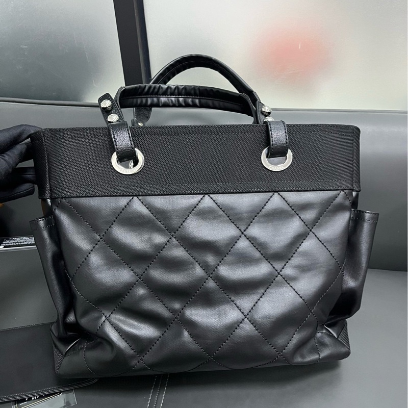 Chanel tote 黑銀菱格大托特-8