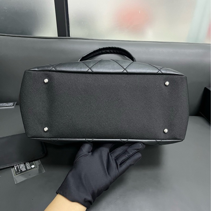 Chanel tote 黑銀菱格大托特-11