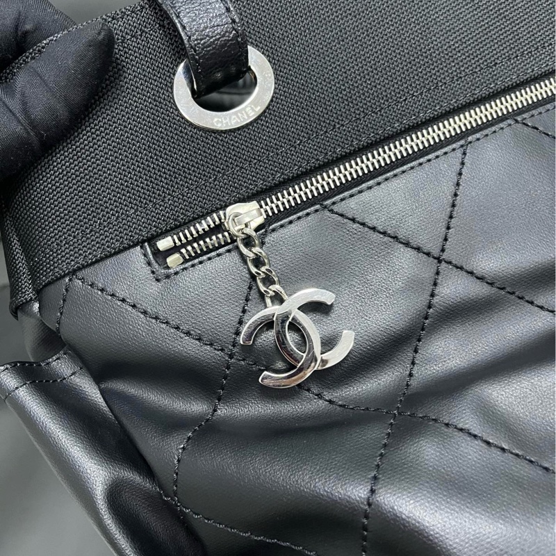 Chanel tote 黑銀菱格大托特-20