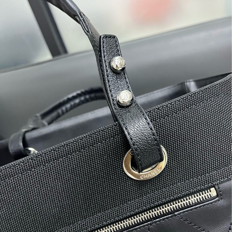 Chanel tote 黑銀菱格大托特-21