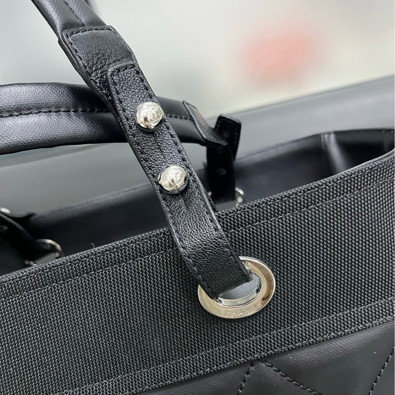 Chanel tote 黑銀菱格大托特-23