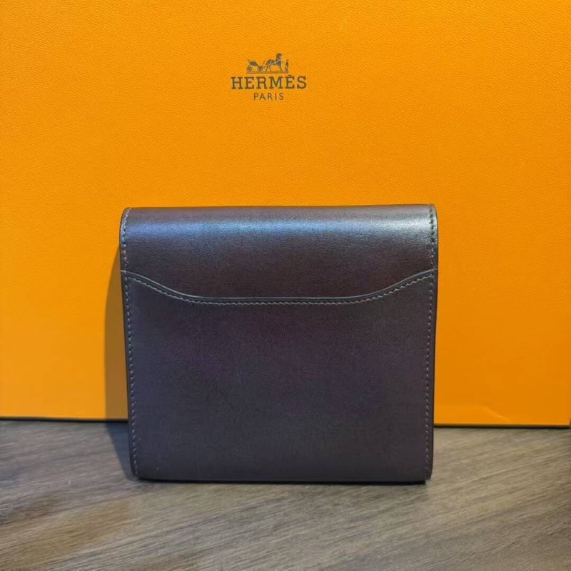 Hermes愛馬仕Constance康康短錢包馬鞍紅box皮銀扣C刻-1