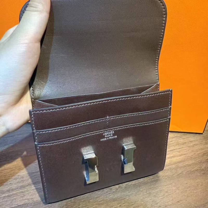 Hermes愛馬仕Constance康康短錢包馬鞍紅box皮銀扣C刻-4