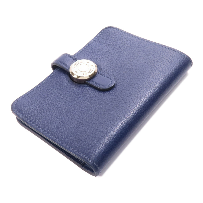 HERMES Clemence皮革Card Case銀扣卡片套Bleu Indigo-4