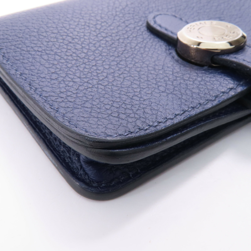 HERMES Clemence皮革Card Case銀扣卡片套Bleu Indigo-5