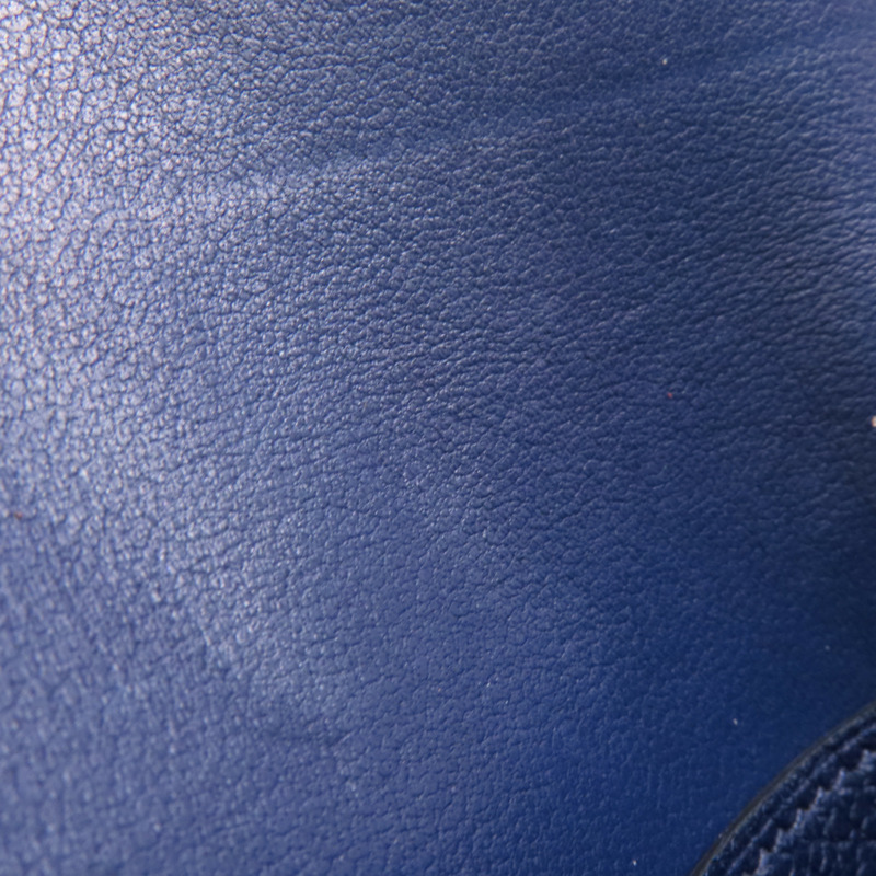 HERMES Clemence皮革Card Case銀扣卡片套Bleu Indigo-12